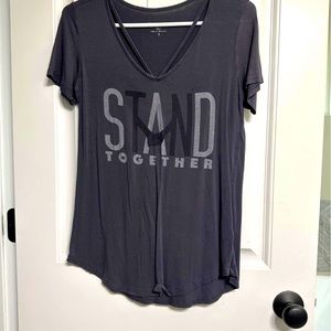 Cute Blue/Grey Short Sleeve “Stand Together” Shirt Women’s Size Small